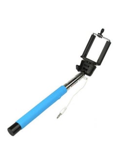 Buy Monopod Selfie Stick With Telescopic Wired Remote Mobile Phone Holder Blue in Saudi Arabia