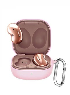Buy Samsung Galaxy Buds Live (2020), Galaxy Buds 2 (2021), Galaxy Buds Pro (2021) Protective Silicone Case Shockproof Ultra Slim Skin with Keychain Carabiner Pink in UAE