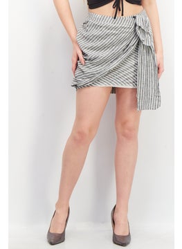 اشتري Women Stripe Mini Skirt, Black/White في الامارات