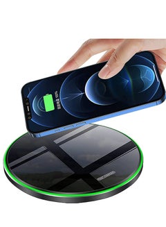 اشتري 20W Max Fast Wireless Charging Pad Qi-Certified for iPhone 13/12/SE/11/X 15W Charge Mats Samsung S22/S21/S20/Note 20/10,for Galaxy Buds/Buds+ (20W-Mirror Black) في السعودية