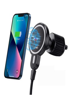 اشتري Compatible for Mag-Safe car charger fast charge, LDNIO Strong Magnetic car phone holder wireless charger, Hands Free Car Phone Holder for iPhone 14/13 /12 and Mag-Safe Case في الامارات