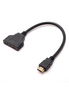 Buy HDMI 1-In-2 Out Splitter Cable Adapter Black in UAE