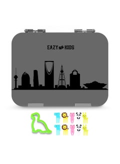 Buy Eazy Kids 4 Compartment Bento Lunch Box - Grey in Saudi Arabia