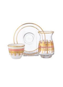 Buy A set of cups for Arabic tea and coffee, consisting of 18 pieces (6 tea cups + 6 tea saucers + 6 Saudi coffee) in Saudi Arabia