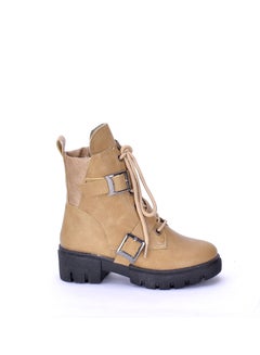 Buy Girls Half Boot High Quality Leather-Beige in Egypt