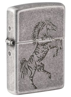 Buy Zippo MP401603 121FB Tattoo Horse Design Antique Silver Windproof Lighter in UAE