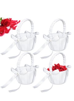 Buy White Flower Girl Baskets For Weddings Ivory Basket Wedding Banquet Party Supplies 4 Pack in UAE