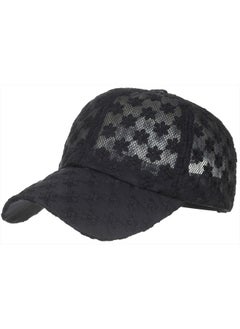 Buy Women's Lace Small Flower Baseball Caps Adjustable Hollow Lace Hat Summer Cap Visor Cap (Black) in UAE