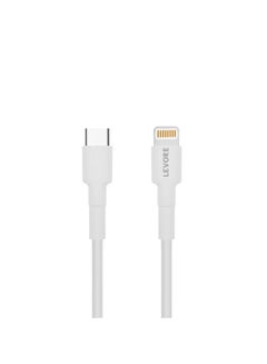 Buy Levore Type-C to iPhone charger cable, 1 m long, plastic - White in UAE