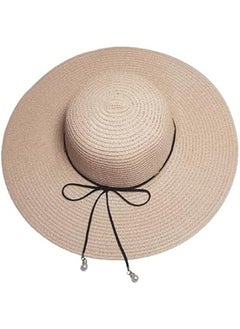 اشتري MerryGlam Women Beach Hat | Brim Straw Girls Summer Sunshade Cap_ Travel Foldable Floppy UV Protection Sun Beach Ribbon Hat في الامارات