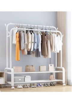 Buy Metal Clothes Hanger Organizer and White Clothes Stand with Wheels 110x57x150 cm in Saudi Arabia