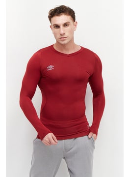 Buy Men Sportswear Fit Long Sleeves Training T-Shirt, Red in UAE