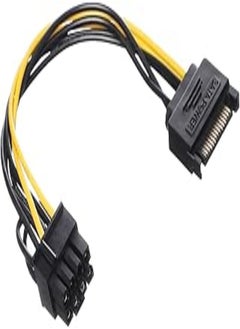 اشتري Keendex kx1940 sata cable, 15 pin male to 6/8 pin - yellow and black في مصر