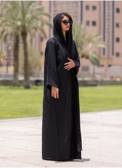 Buy Beautiful Abaya V-Open Neck, Up to Down, Front and Back Embroidered work with Black in Saudi Arabia