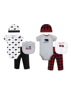 Buy Newborn Baby 8 Pcs Cute Giftset with Rompers and Pants for Baby Girls and Boys in Bear Theme in UAE