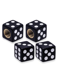 Buy Dice-shaped car tire valve valve cover set for cars, motorcycles, trucks and bicycles, universal dust and dust protection cover-4 pcs black color in Egypt