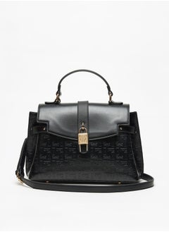 اشتري Women Monogram Embossed Satchel Bag with Handle and Adjustable Strap في الامارات