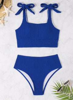 Buy 2 Piece Beach Bow Swimsuit Bikini Blue in UAE