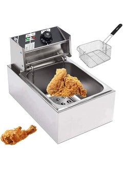 اشتري Electric Deep Fryer, Frying Machine,Household Fryer,Stainless Steel Countertop Single Tank Deep Fryer w/Fryer Basket, for French Fries Fried Chicken Donuts and More(6L) في الامارات