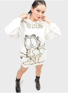 Buy Garfield Print Hooded Dress in Saudi Arabia