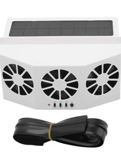 Buy Solar Powered Car Cooler Large Wide Angle 3 Fans Deodorant Energy Saving Car Exhaust Ventilation Fan White in Saudi Arabia