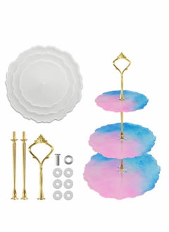 Buy 3 Tier Round Cake Stand Party Food Server Display Set Dessert Stand Slate Serving Set White Cake Stand Porcelain Round Display with New Fittings (3 Tier Stand) in UAE