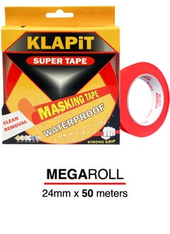 Buy KLAPiT Waterproof Masking Tape 1 Inch X 50m, Painters Tape, Paper Tape, Washi Tape for Painting, Home Office, Red Tape for Painters, Industrial Masking Tape for Extreme Conditions and Usage in UAE