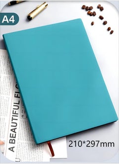 Buy A4 Notebook,Hardcover Compact Straight Grain Imitation Leather Simple Notepad,Class Notes Business Office Notebook,200 Pages Blue in Saudi Arabia