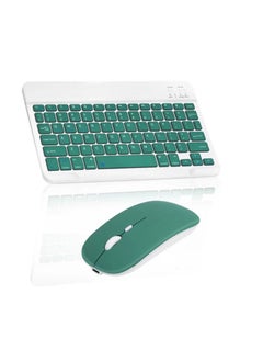 Buy Universal Portable Rechargeable Mini Wireless Keyboard And Mouse Combo For Tablet Mobile Phones iPhone IOS Android And Windows Phones Green/White in UAE