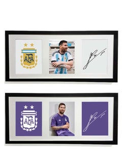 Buy Set Of 2 Lionel Messi Argentina Word Cup 2022 Autographed Poster With Frame 50x23 cm in UAE