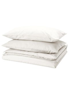 Buy Duvet Cover And 2 Pillowcases White 240X220 And 50X80 Cm in Saudi Arabia