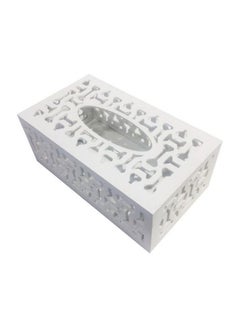 Buy Wooden Tissue Box Napkin Holder Tissucash White 25x7x14 in UAE