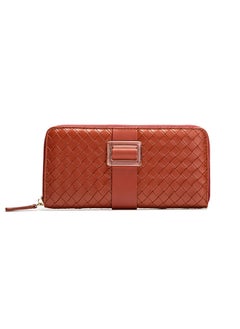 اشتري Casual Woven leather Pattern Long Wallet Card Holder Money Bag for Dating and Commute 19.5*10*2.5cm في السعودية