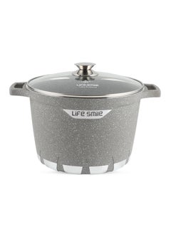 اشتري 28cm (11 Liter) Stock Pot Granite Deep Cooking Pot With Glass Lid 100% PFOA Free, Fixed Handle Multi Layer Non-Stick Granite Coating oven safe & Scratch Resistant في الامارات