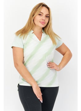 Buy Women Sportswear Fit Short Sleeves Training Top, Green/White in UAE