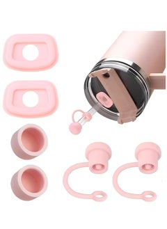 Buy 6pcs Silicone Spill Stopper Set,Compatible with Stanley Cup1.0&2.0 40oz/ 30oz,Tumbler Accessories,Including Straw Cover Cap,Square Spill Stopper and Round Leak Stopper (Pink（6pcs）) in UAE