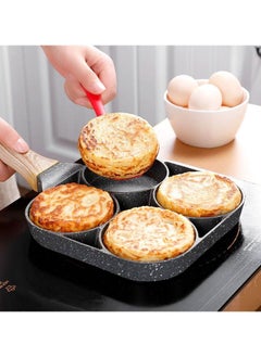 Buy 4 Slots Egg Burger Pancake Maker Wooden Handle Nonstick Cooking Pot in UAE