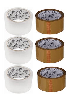 Buy 6-Piece 2 Inch Clear And Brown Packing Tape Combo Set in UAE