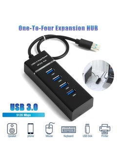 Buy 4-Port USB 3.0 Super Speed Hub Black in Saudi Arabia