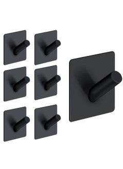 Buy Wall Hooks Heavy Duty Self Adhesive 304 Stainless Steel Traceless NO Nails-Anti-Rust Waterproof Hook for Bathroom, Kitchen, Hanging, Coat Robe, Towel, Key - Black (7 Pack) in Saudi Arabia