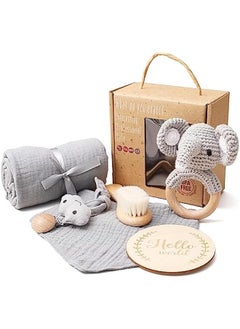 Buy Baby Gift Set for Newborn - 6 PCS Newborn Baby Essentials Baby Bath Set with Baby Blanket Baby Rattle - New Born Baby Girls Gift & Baby Boy Gifts for Baby Shower,Elephant in UAE