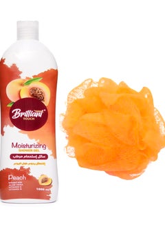 Buy Brilliant Touch Shower Gel with Moisturizing and Peach Scent 1000 ml + Bath Loofah Multi Color in Egypt