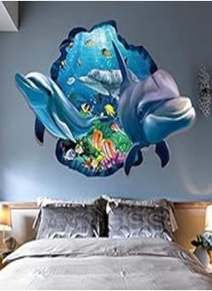 اشتري 3D Craetive Dolphin Background wall sticker Living Room Decoration Home Decor في مصر