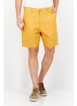 Buy Men Allover Print Basic Short, Mustard in UAE