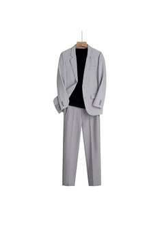 Buy Mens Casual Slim Fit Suit Spring Summer Light gray in UAE