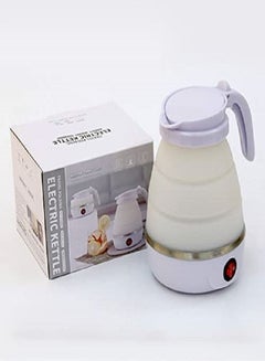 Buy Portable Kettle Boil Dry Protection Food Grade Silicone Foldable Kettle White in UAE