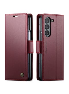 Buy Flip Wallet Case For Samsung Galaxy Z Fold 5 [RFID Blocking] PU Leather Wallet Flip Folio Case with Card Holder Kickstand Shockproof Phone Cover (Red) in Egypt