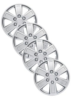 Buy Pack of 4 EM-3143 Taiwan Wheel Cover | 14" Inch | Silver Universal Nested Style in UAE