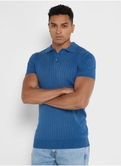 Buy Rib Knit Polo Shirt in Saudi Arabia