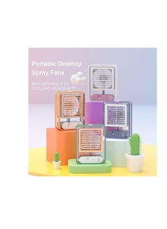 Buy Mini Desk Fan With Mist Diffuser And Led Night Light 7 Colors - Rechargeable (Multi-Colour) in Egypt